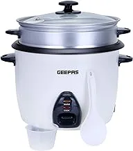 Geepas 1.5L Rice Cooker/Steamer With Non-Stick Cooking Pot | 500W | Automatic Cooking, Steam Vent Lid & Simple One Touch Operation |Make Rice, Steam Healthy Food & Vegetables | 2 Year Warranty