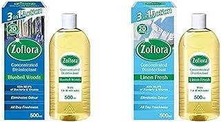 Zoflora, Multipurpose Concentrated Disinfectant, (1+1) Offer - Bluebell Woods and Linen Fresh (500 ml + 500ml)
