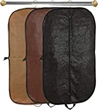 Kuber Industries Embossed Design 3 Pieces Foldable Non Woven Men's Coat Blazer Cover (Black & Brown & Golden) -CTKTC42284