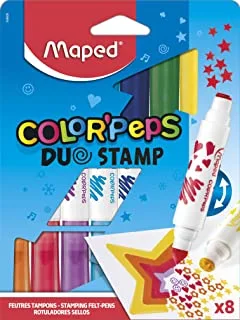 Maped color peps duo stamping felt pen 8-pieces set, multicolor