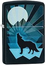 Zippo Lighter - Wolf And Moon Design Design Shaped