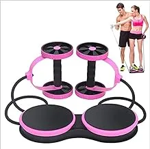 Marshal Fitness Multi Revoflex Abdominal Multifunctional Ab Wheel Double Roller with Resistance Bands/Knee mat/Waist Twist Board Slimming Trainer Home Gym Exercise Equipment-Mf-0019