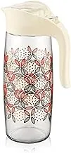 Q-lux Karefe Patterned Pitcher 1600 CC, lass Pitcher, Water Pitcher with Lid, Iced Tea Pitcher, Easy Clean Heat Resistant Glass Jug for Juice, Milk, Cold or Hot Beverages