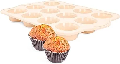 Royalford Silicone 12 Cup Muffin Pan With Steel Frame, Multi-Colour, RF9799