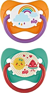 nip Family Soothers Silicone, 0-6M made in Germany, rainbow & fruit, 2 pcs