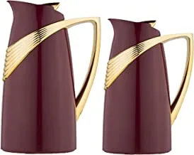 Al-Saif Co 2 Pieces Coffee and Tea Vacuum Flask Set, Size: 1.0/0.7Liter, Color: Burgundy