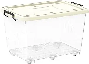 Cosmoplast Plastic Storage Box Clear with Wheels and Latch-locking Lid 132 Liters