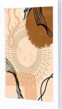 Lowha Abstract Large Sun Wooden Framed Wall Art Painting with White Frame, 23 cm Length x 33 cm Width x 2 cm Height