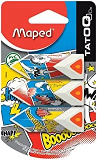Maped Pyramid Eraser, Assorted Colors, Pack of 3 (119510ST)