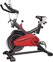 Max Strength Dynamic 30 Indoor Cycling Bike Spinning Bike Ultra Quiet Fitness Bike and Abdominal Trainer |Speed Bike with Low Noise Belt Drive System| Cardio Trainer (Red and Black)
