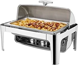 M21 Range Stainless Steel Chafer, Full Size, 65mm Deep, 8.5Ltr / 9.0U.S.Qt, Roll Top Cover, Corrugated Box (Uxw) - M21186 By Sunnex