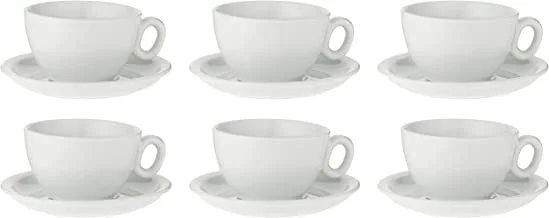 Harmony Cup And Saucer Set, 350 Ml - 12 Pieces, White