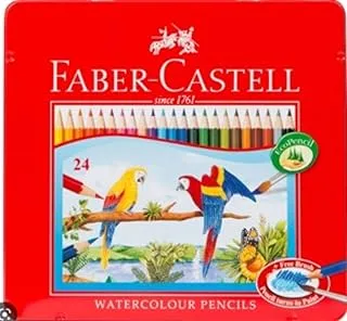 Faber-Castell 115925 24 أقلام ألوان مائية في علبة معدنية مسطحة