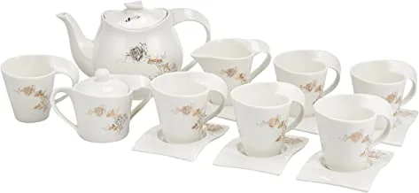 Shallow Cup And Saucer Set, White/Gold, Cycs-1251-F, 15 Pieces