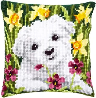 Cross Stitch Cushion Kit Westie In Daffodils