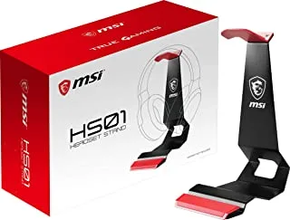 حامل سماعة الرأس MSI HS01 - تصميم معدني صلب ، حامل سماعة رأس ثابت ، حامل هاتف خلوي قوي ، قاعدة مانعة للانزلاق - أسود / أحمر