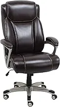 Amazon Basics Big & Tall Executive Computer Desk Chair With Lumbar Support, Adjustable Height and Tilt, 158.76 KG Capacity, Black With Pewter Finish, 72.39 CM D x 76.84 CM W x 1.22 M H