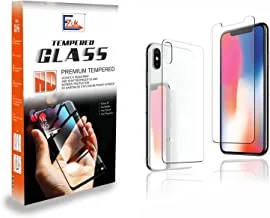 Ezuk 2in1 Front Back Tempered Glass Screen Protector for Apple iPhone Xs and iPhone X 5.8-Inch Easy Installation, 9H Scratch Resistance, Anti Bubble - Clear