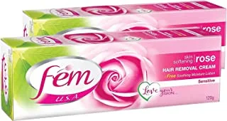 Fem U.S.A. Rose Hair Removal Cream For Skin Rejuvenating with Free Soothing Moisture Lotion, 2 X 120g - Pack of 1