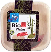 Funeveryday Biodegradable Microwave Palm Leaf Organic & Eco Friendly Square Plate 8 Inch, Pack Of 10