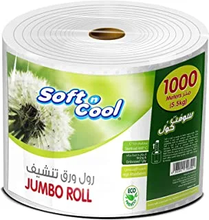 Soft N Cool Jumbo Maxi Roll, 5.5 Kg, 1 Roll, 1000 Meter