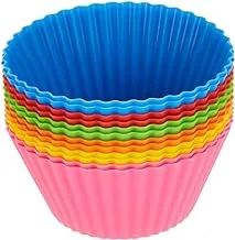 12pcs/lot 7cm Muffin Cupcake Mould Colorful Round Shape Silicone Cupcake Mould Bakeware Maker Mold Tray Baking Cup Liner Molds, Multi Color