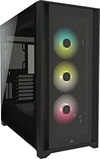جراب ذكي من Corsair iCUE 5000X CC-9011212-WW RGB من الزجاج المقوى Mid-Tower ATX PC - أسود