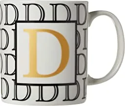 كوب شاي وقهوة من البورسلين مطبوع عليه حرف D من Shallow ، BD-MUG-D