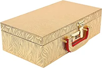 Heart Home Multipurpose Wooden Zebra seamless Pattern 2 Rod Bangle Box/Organizer With Mirror & Number Lock System (Gold)-47HH0629