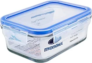 Mondex 700mlRectangular Glass Food Storage Container With Blue Lid, Cmn0096