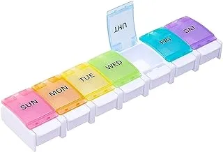 7 Day Pill Organizer, Large Push Button Weekly Pill Box for Pills/Vitamin/Fish Oil/Supplements - Rainbow