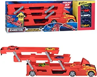Teamsterz Launcher Transporter+5 Cars, BLUE/RED, 7535-16669