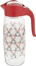 Q-lux Amfora Oval Patterned Pitcher 1600cc, Glass Pitcher, Water Pitcher with Lid, Iced Tea Pitcher, Easy Clean Heat Resistant Glass Jug for Juice, Milk, Cold or Hot Beverages