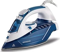 Kenwood Steam Iron 2600W with Ceramic Soleplate, Auto Shut-Off, Anti-Drip, Anti-Calc, Self Clean, Continuous Steam, Steam Burst, Spray Function STP75.000WB White/Blue,