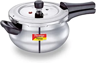 Prestige Deluxe Alpha Svachh Handi Pressure Cooker 3 Ltr | Stainless Steel Cooker with Lid | Precision Weight Valve - Silver