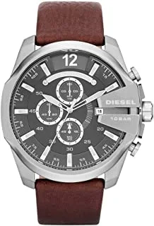 Diesel Mens Quartz Watch, Analog Display and Stainless Steel Strap, DZ4329, Black, M, DZ4290 Leather Quartz Watch