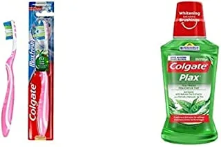 Colgate Max Fresh Soft ToothbrUSh - 1Pk + 1 Colgate Plax Tea Fresh Mouthwash - 250 Ml