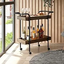 Carraro Trolley on casters, with 2 shelves, 128419570, Dark Brown color and Black feet