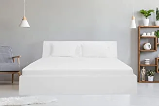 شرشف سرير مزدوج من الكتان للفنادق 1 قطعة ، 100٪ قطن 250Tc ساتين مصبوغ ، الحجم: 150x200 + 30 سم ، أبيض