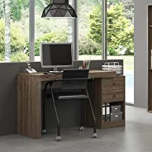 Carraro 2 Drawers Home Office Desk, AdJustable Width, 139219290, Dark Brown Mdf