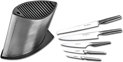 Global Japanese Prm Knife Block Ship Shaped Set 7 Pieces, Gb-Gkb-52-St, Silver, Stainless Steel