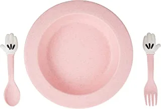 Shallow BD-WS-10(Pink) Wheat Straw Tableware Set- Plate|Spoon|Fork-Pink