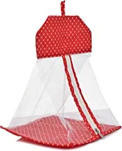 Heart Home Multipurpose Dot Printed Cotton Hanging Storage Mesh Bag/Organizer For Home, Bathroom, Kitchen, Travel Use With Zipper & Hanging Loop (Red)