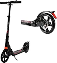 COOLBABY Black  Scooter Non-Electric Foldable Scooter Disc Brakes 2 Big Wheel, Front & Rear Shock-Absorbing System, Up To 80kg