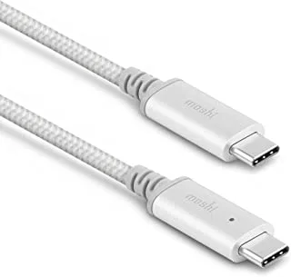 Moshi Integra USb-C Charge Cable With Smart Led Jet Silver 6.6 feet
