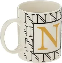 كوب شاي وقهوة من البورسلين مطبوع عليه حرف N من الضحلة ، Bd-Mug-N