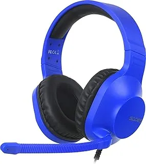 سماعات رأس سلكية للألعاب فوق الأذن مع ميكروفون للتحكم بحجم الصوت وإلغاء الضوضاء للكمبيوتر الشخصي و MAC و PS4 و Xbox و SA-721-Blue