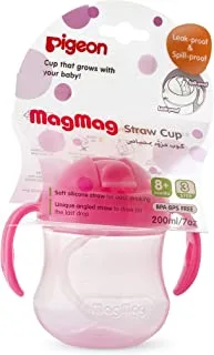 Pigeon Mag Mag Straw Cup Step 3, Pink, 200 Ml - Pack Of 1