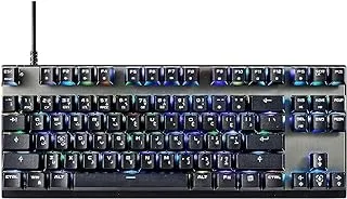 Motospeed CK82 لوحة مفاتيح ميكانيكية سوداء للغة العربية 87 مفتاحًا لوحة مفاتيح RGB للألعاب مع مفتاح أحمر (اللغة العربية)