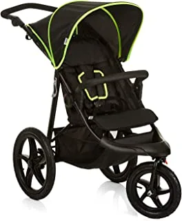 Hauck Runner, Black Neon - Robust All Terrain Buggy, XL Pneumatic Air Wheels, Jogging & Running Style Pushchair, with Raincover